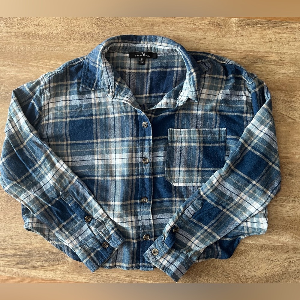 Blue Plaid Button-Up Shirt